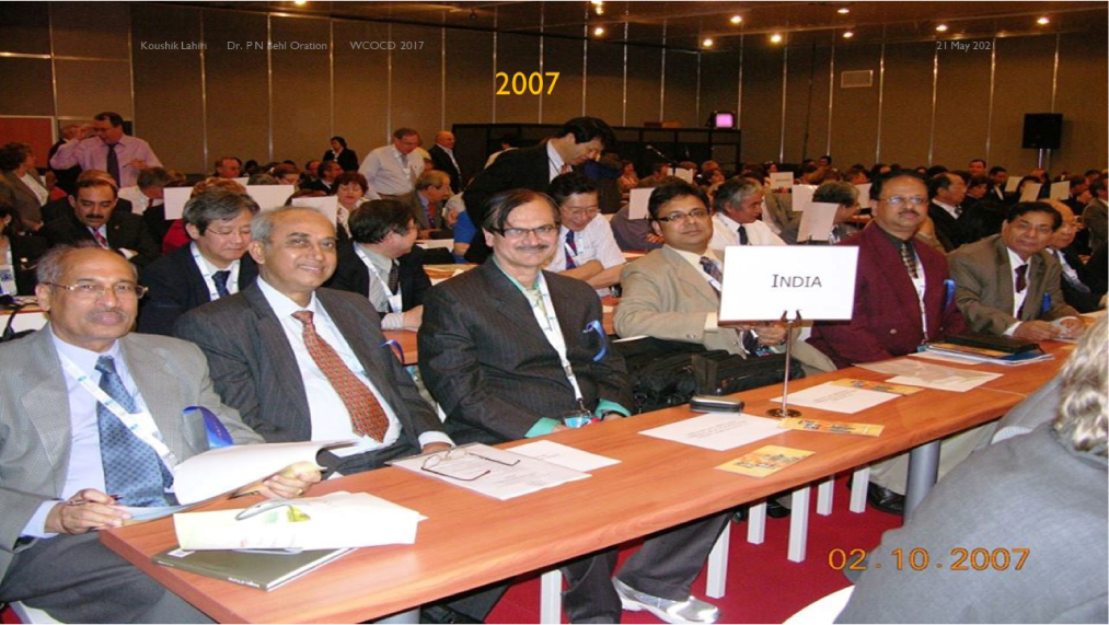 Left to right: Dr. A K Bajaj, Dr. Rui Fernandez, Dr. Suresh Joshipura, Dr. Koushik Lahiri, Dr. S. Sacchidanand, Dr. Chetan Oberai representing India during the ILDS Assembly of Delegates meeting during the 2007 World Congress of Dermatology, Buenos Aires, Argentina.