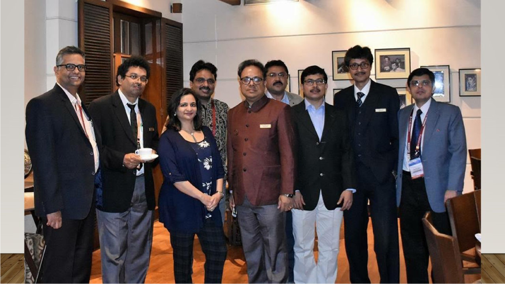 Left to right: Dr. Raghavendra Rao, Dr. Saumya Panda, Dr. Preeti Sarvadekar, Dr. Rajesh Kumar, Dr. Koushik Lahiri, Dr. Raghunatha Reddy, Dr. Nilendu Sarma, Dr. Nilay Kanti Das, Dr. Sujay Khandpur in a get together of WCD 2007 IADVLILDS-ISD scholarship holders during DERMACON 2017, Kolkata.