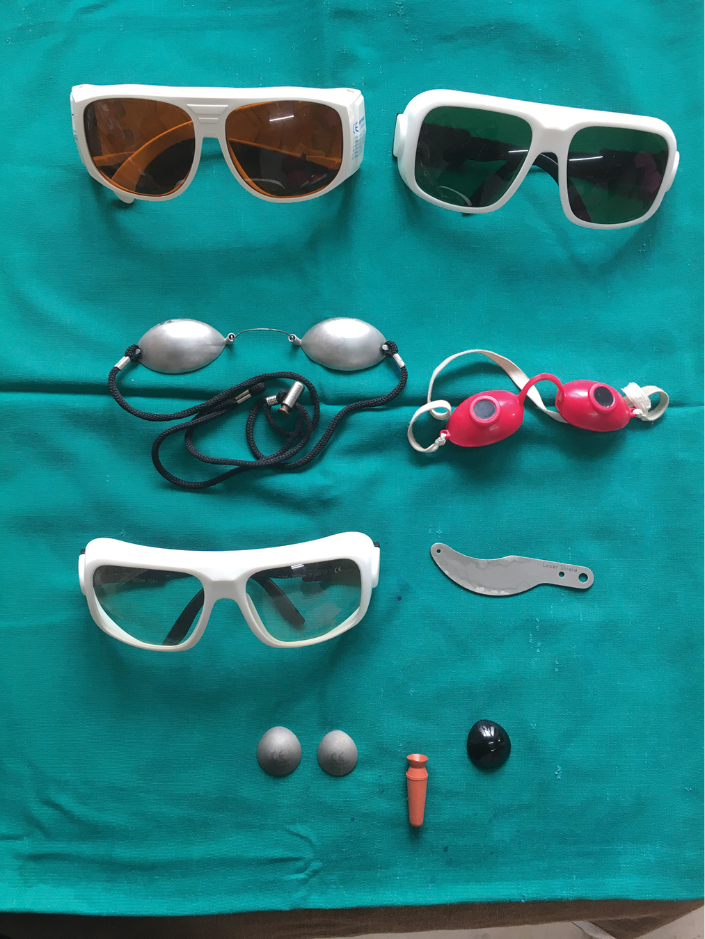 Different types of LASER safety eyewear.