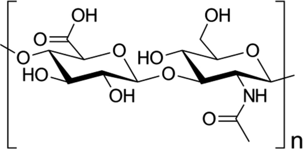 Skeletal formula of hyaluronic acid (Wikipedia).